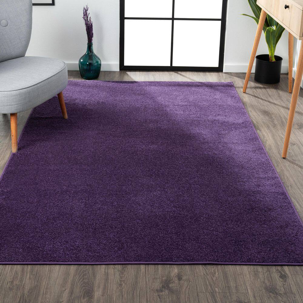 Haze Solid Purple 3' x 5' Easy Care Synthetic Area Rug