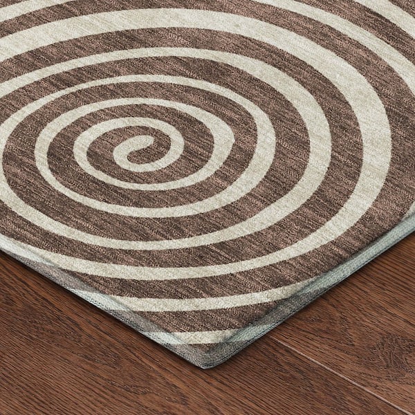 Mayfield Premium Machine Washable Abstract AMF2435 Chocolate 8 ft. x 10 ft. Area Rug