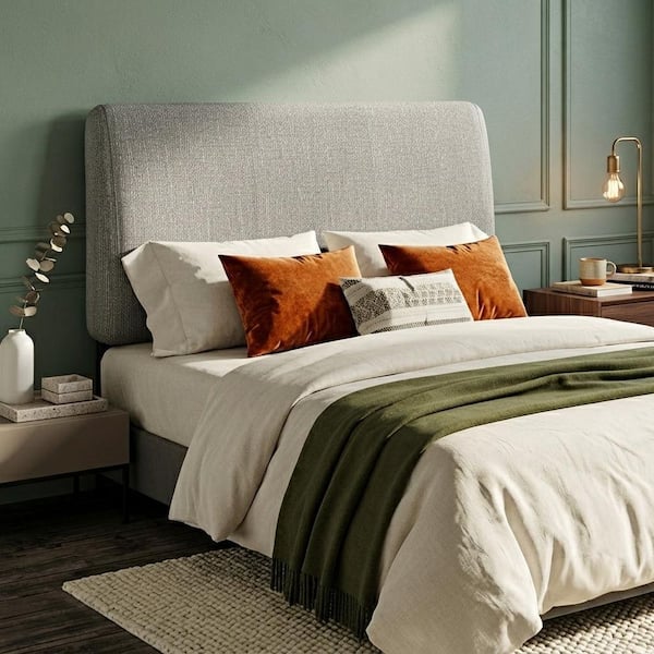 Gray Queen Ergonomic Upholstered Foam Headboard Adjustable Headboard