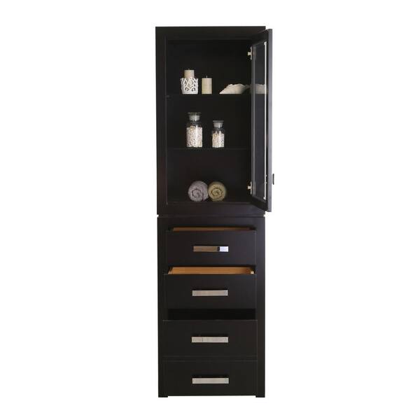 Water Creation - Madison 21 in. x 17 in. D x 72 in. H Free Standing Linen Cabinet in Espresso