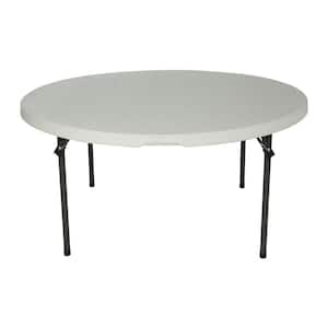 60 in. Almond Plastic Stackable Folding Banquet Table