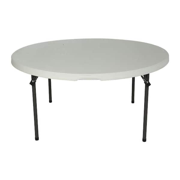 Lifetime 60 in. Almond Round Plastic Stackable Folding Table (Set of 4)