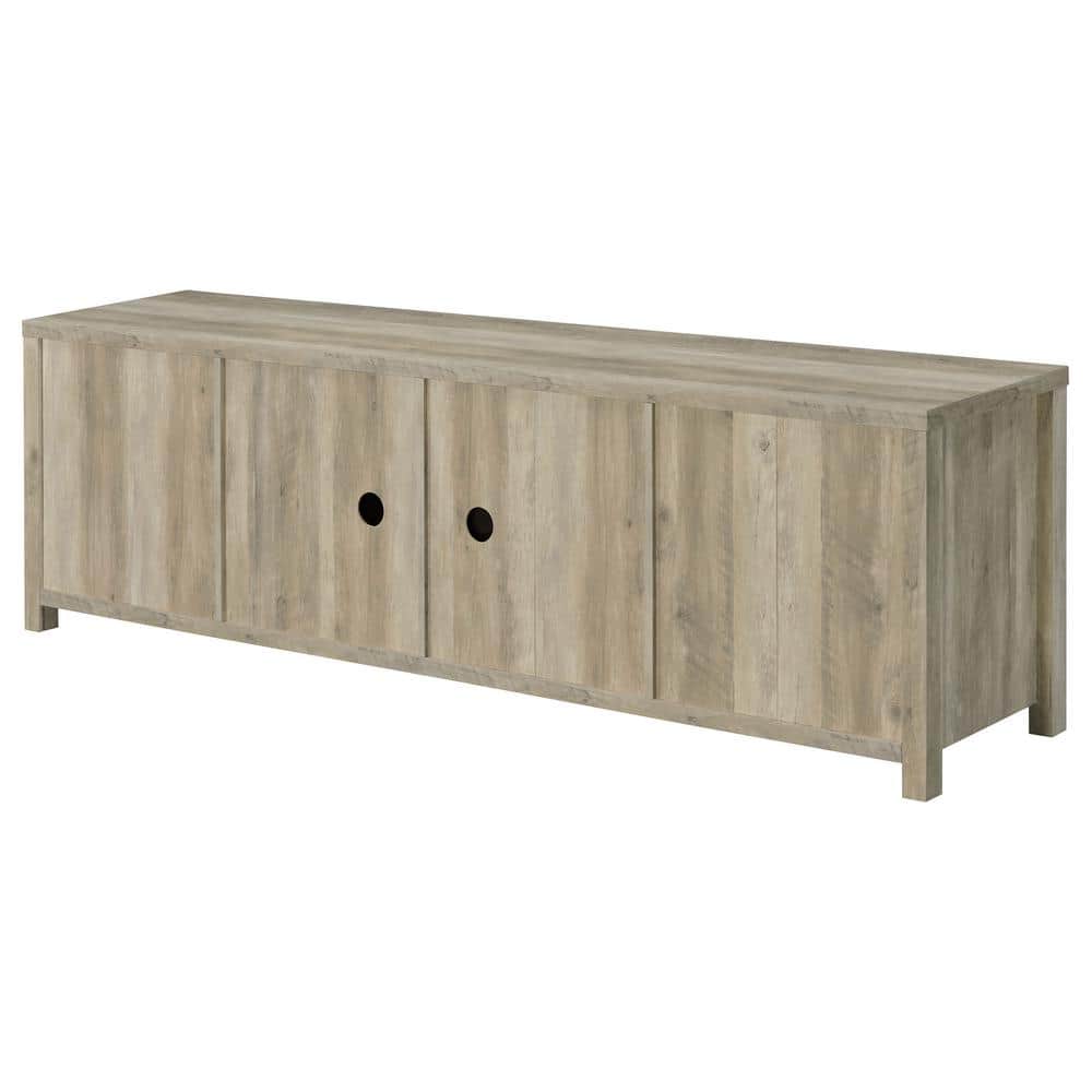 Madra Light Brown Pine TV Console with Sliding Doors