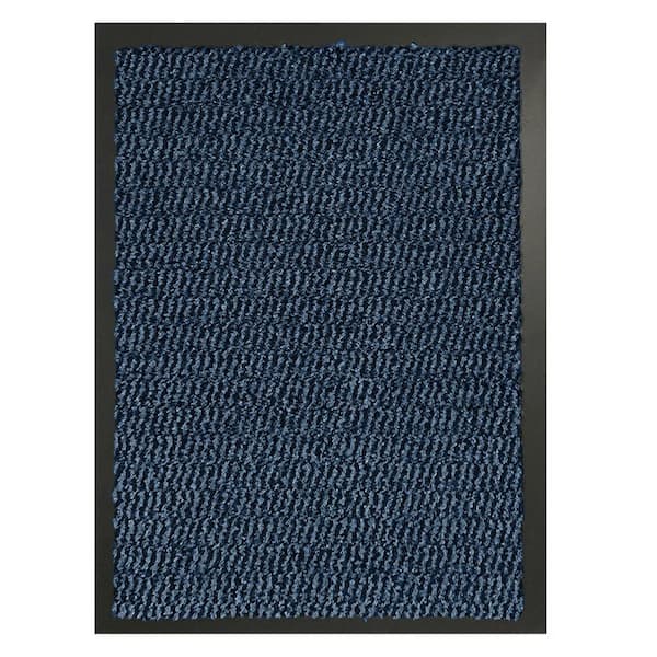 EVIDECO French home goods Lisa Blue 48 in. x 32 in. Polyester Sheltered Large Front Door Mat