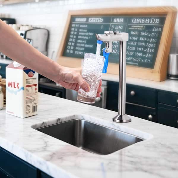 Commercial Deck Mounted Glass Filler Faucet, 9 in. High-Arc Glass Filling Water Station in Brushed Nickel