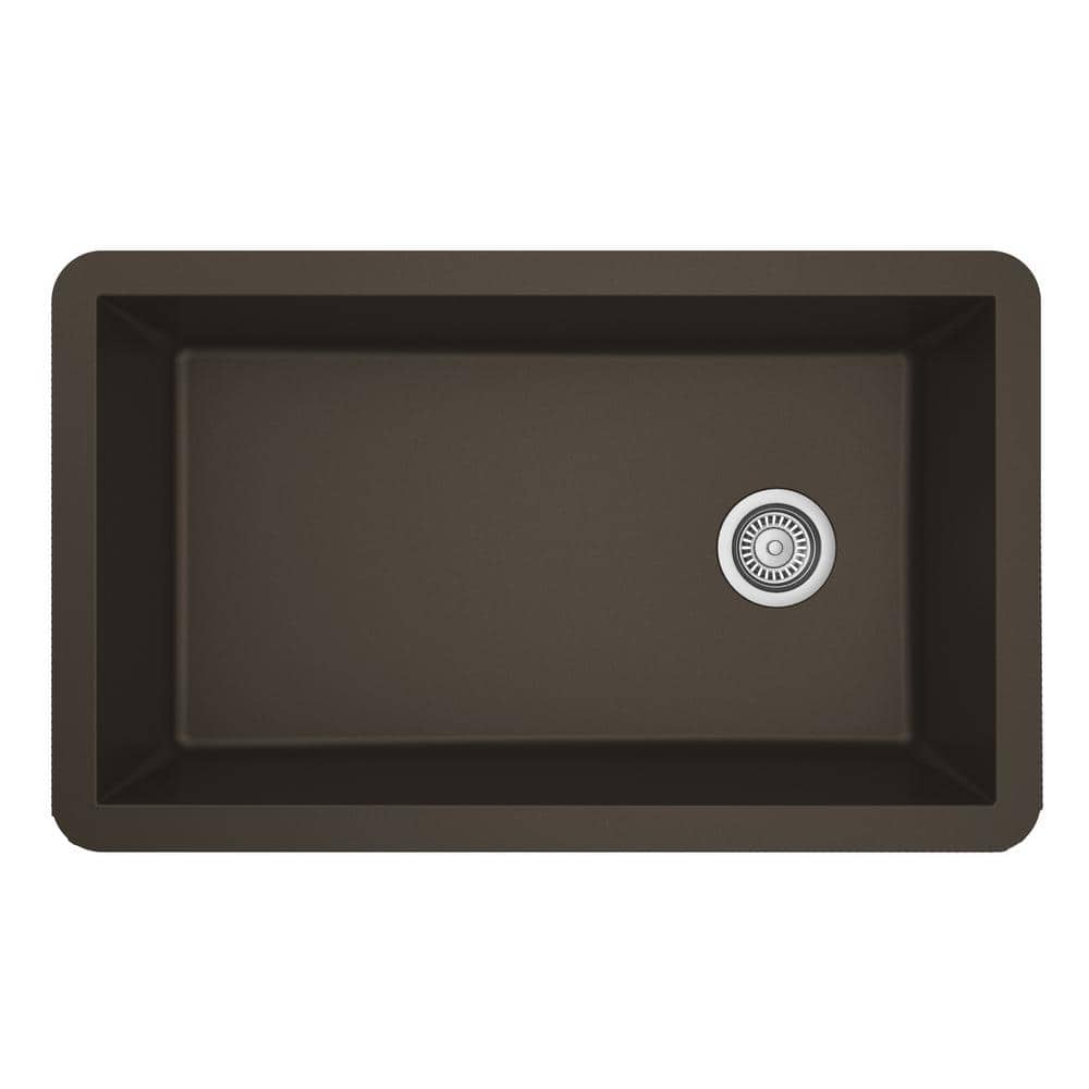 Brown Quartz Composite Single Bowl Undermount Kitchen Sink