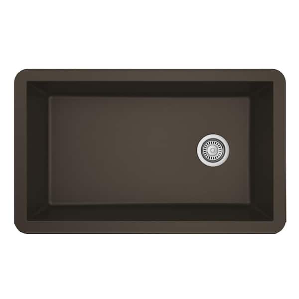 Undermount Quartz/Granite Composite 32 in. Single Bowl Kitchen Sink in Brown