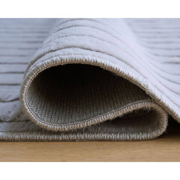 Worthley 5 ft. x 7 ft. Light Blue Striped Washable Area Rug