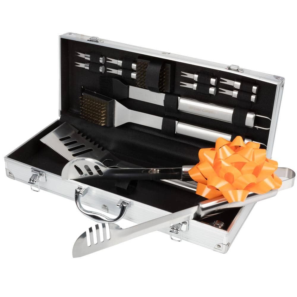 Pure Garden 16-Piece Stainless Steel BBQ Grill Tool Set with Pure Garden 16-Piece Stainless Steel BBQ Grill Tool Set with