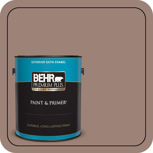 BEHR PREMIUM PLUS 1 gal. #N150-4 Modern Mocha Satin Enamel Exterior Paint & Primer