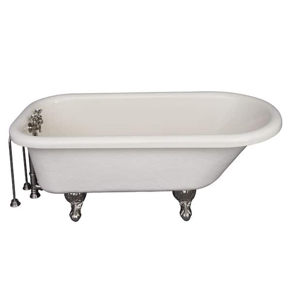 Barclay Products 5 ft. Acrylic Ball and Claw Feet Roll Top Tub in Bisque with Brushed Nickel Accessories