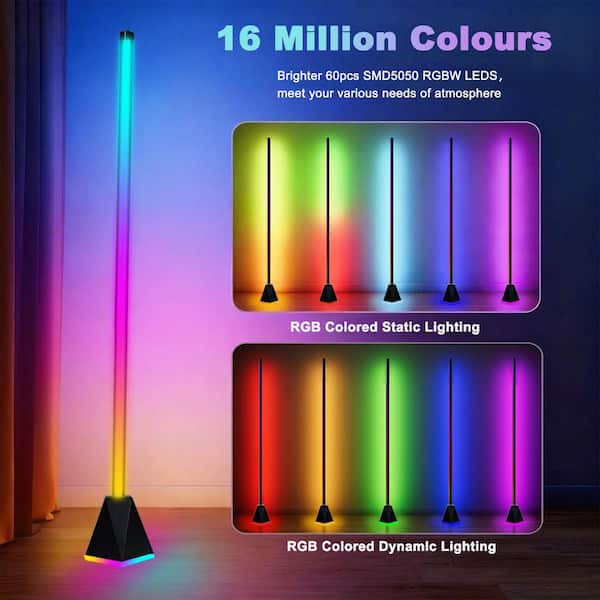 WYZM 47in. Black Standard LED Floor Lamp RGB Change with Remote