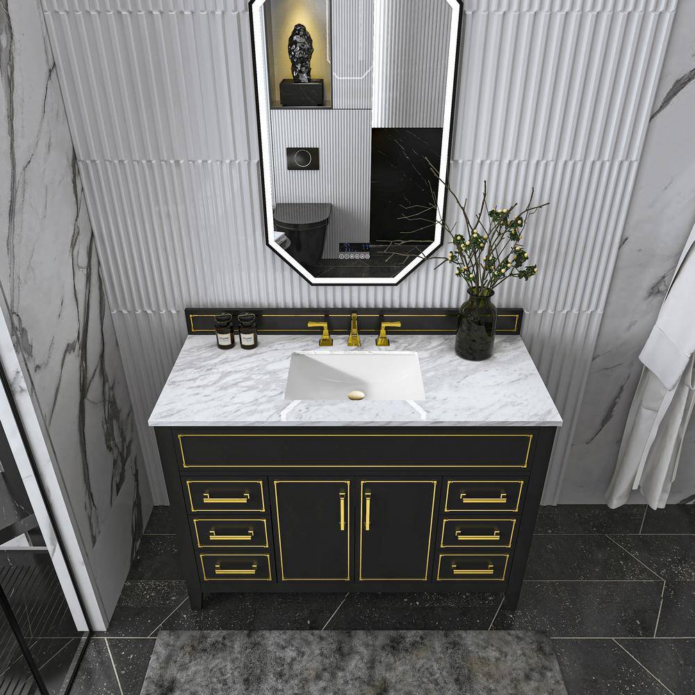 Aspen 48'' Black Onyx Bathroom Vanity with Marble Top