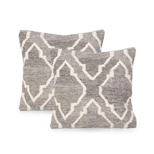 Curlew Boho Natural Brown and White Wool 18 in. x 18 in. Throw Pillow (Set of 2)