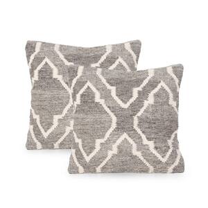 Zen Boho Natural Brown and White Wool 18 in. x 18 in. Pillow Cover (Set of 2)