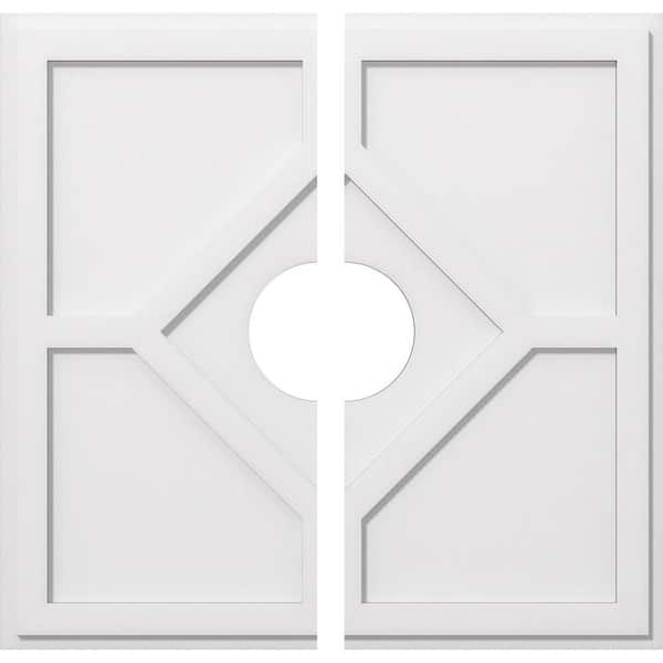 Ekena Millwork 1 in. P X 11 in. C X 32 in. OD X 7 in. ID Embry Architectural Grade PVC Contemporary Ceiling Medallion, Two Piece