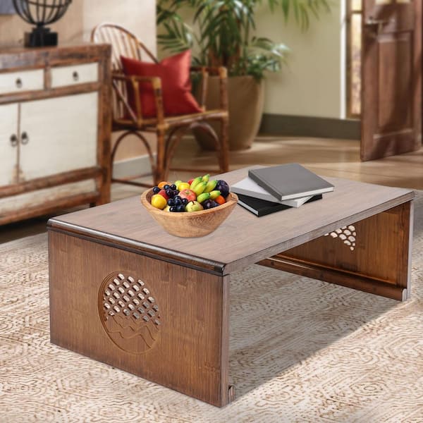 31.5 in. x 19.7 in. Bamboo Rectangle Coffee Table Other Wood Bamboo Portable Foldable Coffee Table