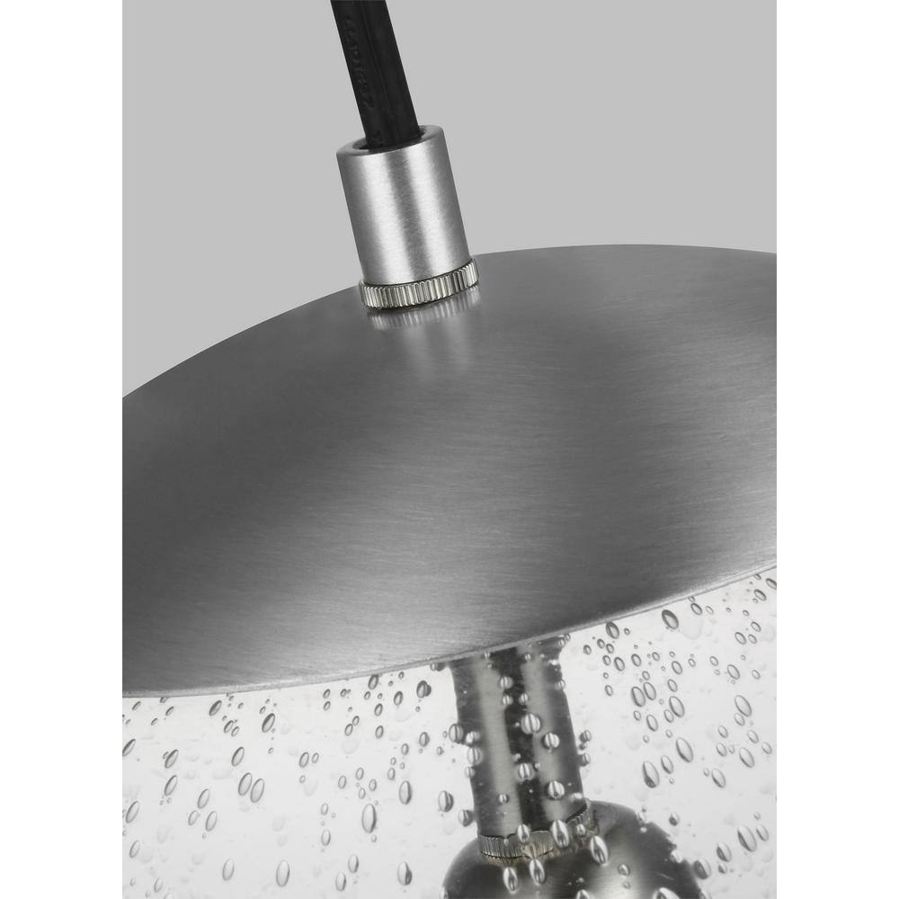 Leo 14" Satin Aluminum Globe Pendant with Clear Seeded Glass