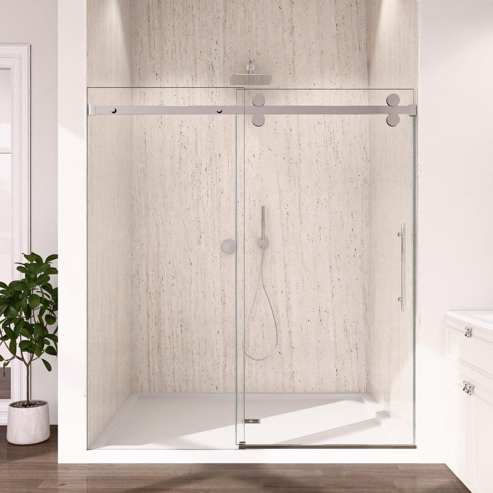 Eclisse 60 in. W x 72 in. H Single Sliding Frameless Shower Door in Chrome with SGCC 5/16 in.(8 mm) Tempered Clear Glass price history on PriceWatchPro