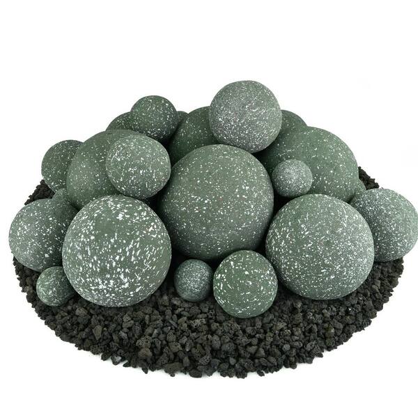 Unbranded Mixed Set of 23 Ceramic Fire Balls in Slate Green Speckled