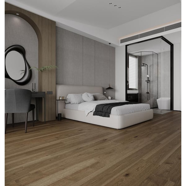 Durango Hickory 9/16 in T x 8.66 in. W Tongue and Groove Wire Brushed Engineered Hardwood Flooring (31.25 sqft/case)