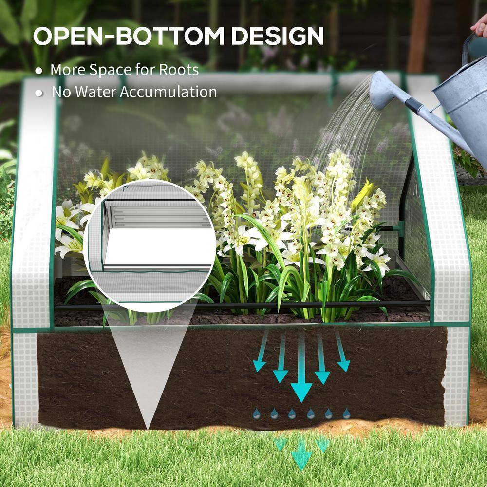 White and Brown PE Steel Mini Greenhouse with Planter Box