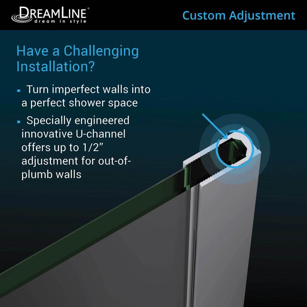 Matte Black 34" x 72" Frosted Glass Frameless Shower Screen