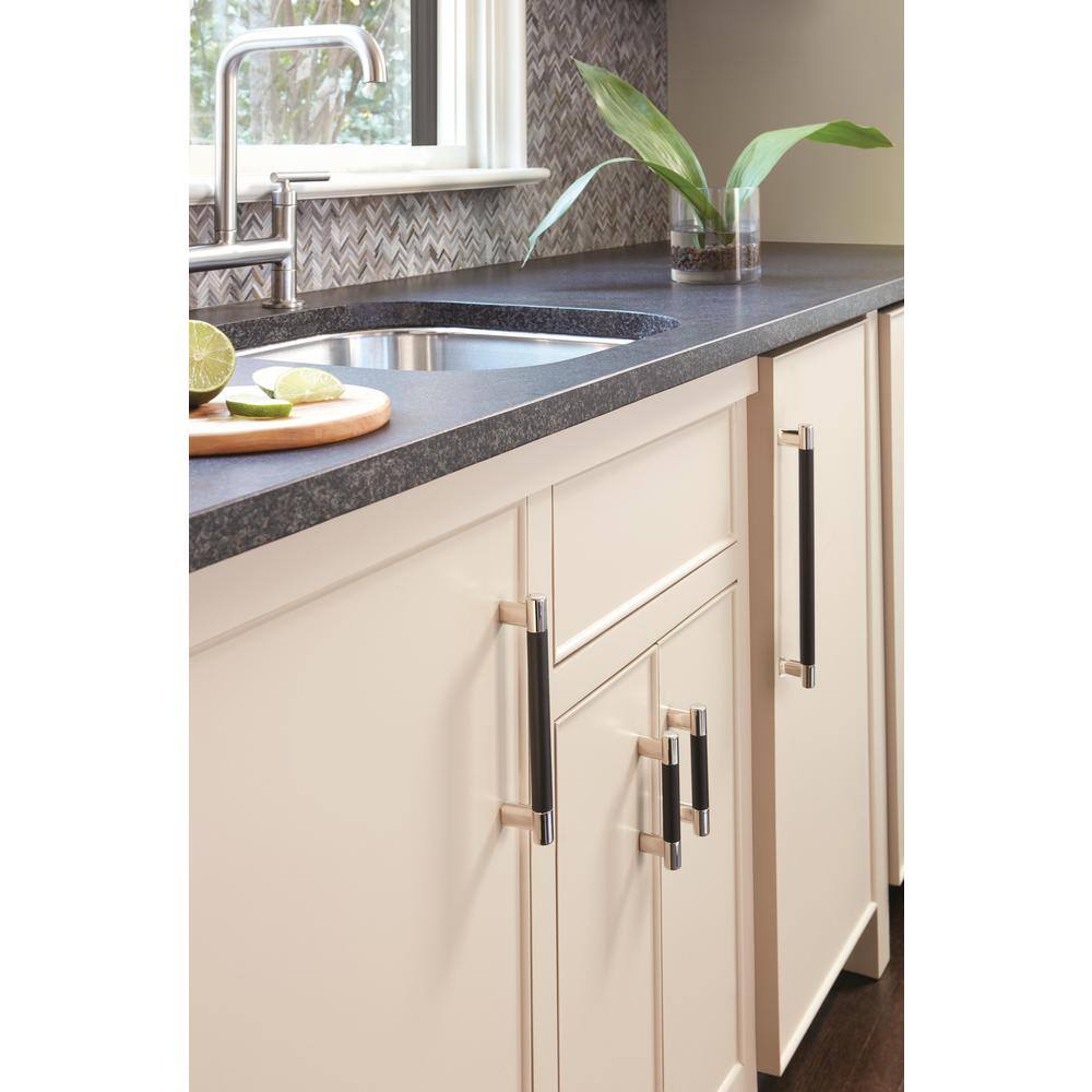 Polished Nickel and Black Bronze Cabinet Pull with Mounting Hardware