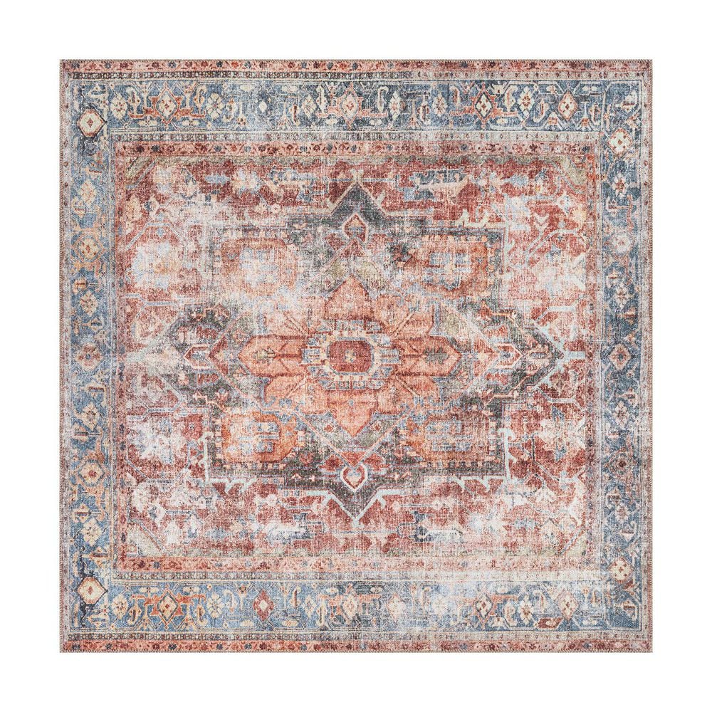 World Rug Gallery 6 ft. x 6 ft. Square Multi Traditional Distressed ...