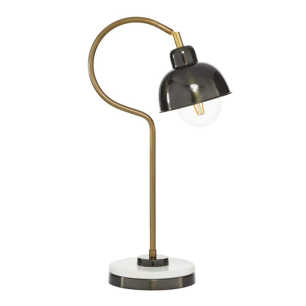 22" Black Metal Desk Lamp with Brass Accent