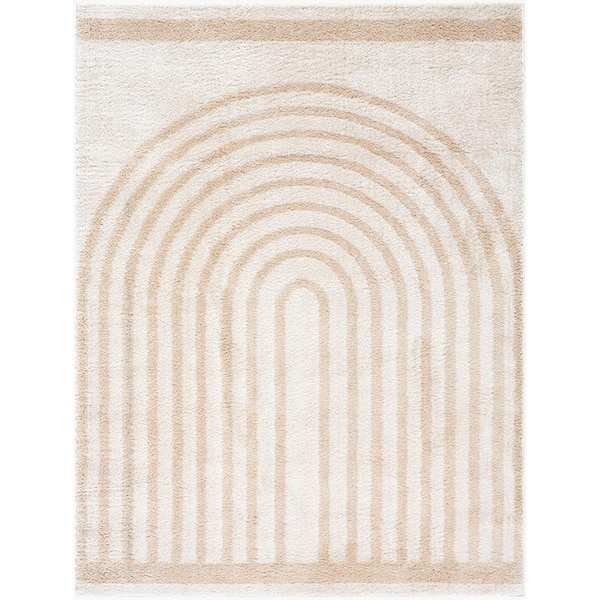Livabliss Fossay Shag Beige 5 ft. x 7 ft. Modern Indoor Area Rug
