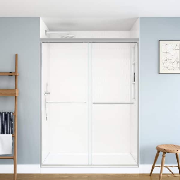 ANGELES HOME 50-54 in. W x 70 in. H Bypass Double Sliding Framed Shower Door with SGCC 1/4 in. Clear Tempered Glass, Chrome
