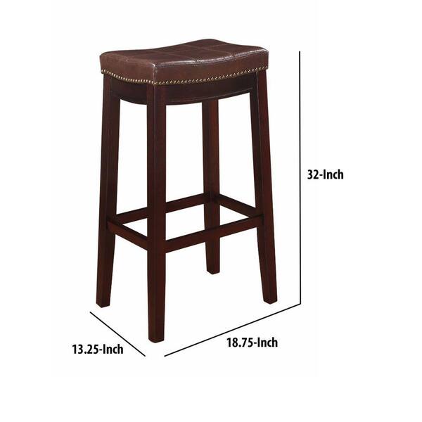 Benjara 32 In H Brown Wooden Bar Stool, How Tall Should A Bar Stool Be For 32 Inch Counter