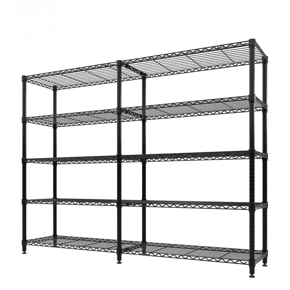 5-Tier L-Shaped Black Metal Storage Shelve Unit with Adjustable Shelf, Wire Storage Rack for Kitchen Pantry Bedroom price history on PriceWatchPro