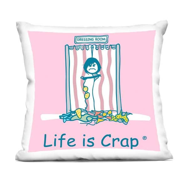 Stupell Industries Swimsuit Dressing Room Pink Print Polyester 18 in. x 18 in. Throw Pillow