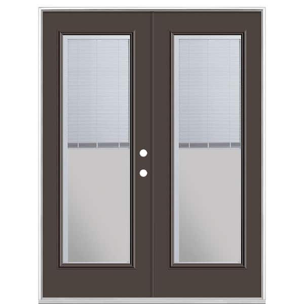 60 in. x 80 in. Willow Wood Steel Prehung Left-Hand Inswing Mini Blind Patio Door without Brickmold