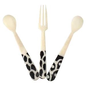 Handmade Natural Bone 2-Spoons and 1-Fork 3-Piece Appetizer Set