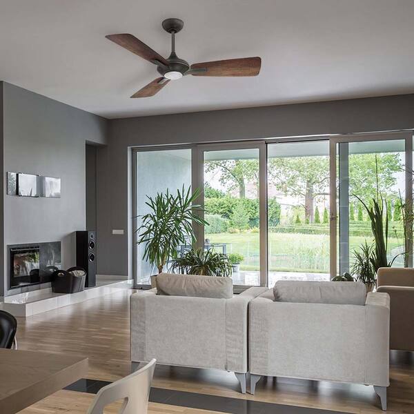 Mykonos Indoor and Outdoor 3-Blade Smart Ceiling Fan 52in Bronze Dark Walnut with 3000K LED Light Kit and Remote Control Mykonos Indoor and Outdoor 3-Blade Smart Ceiling Fan 52in Bronze Dark Walnut with 3000K LED Light Kit and Remote Control