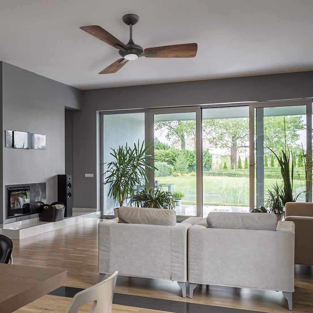 Mykonos 52'' Bronze and Dark Walnut Smart Ceiling Fan with LED Light