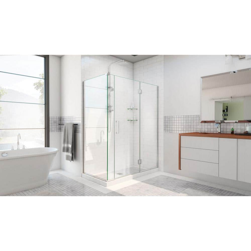 Unidoor-X 57.5" Frameless Clear Glass Hinged Shower Enclosure