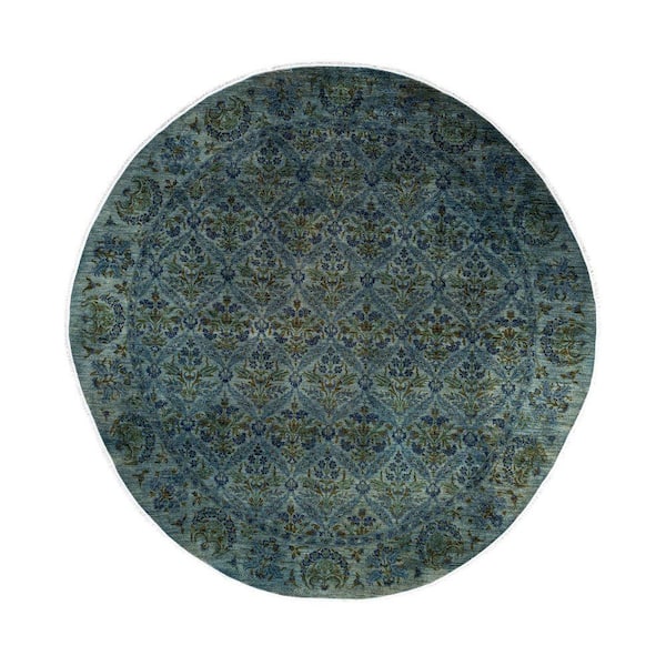 Overdyed Green 10 ft. x 10 ft. Solid Wool Indoor Area Rug