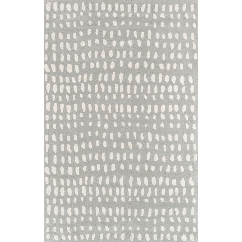Handmade Gray Wool 9' x 12' Tufted Geometric Area Rug