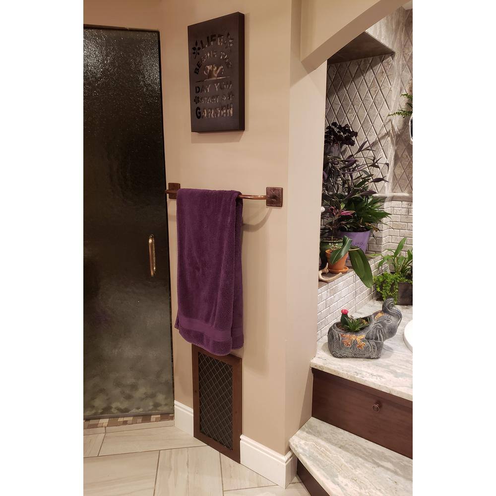 30" Oil Rubbed Bronze Hand Hammered Copper Wall Mounted Towel Bar