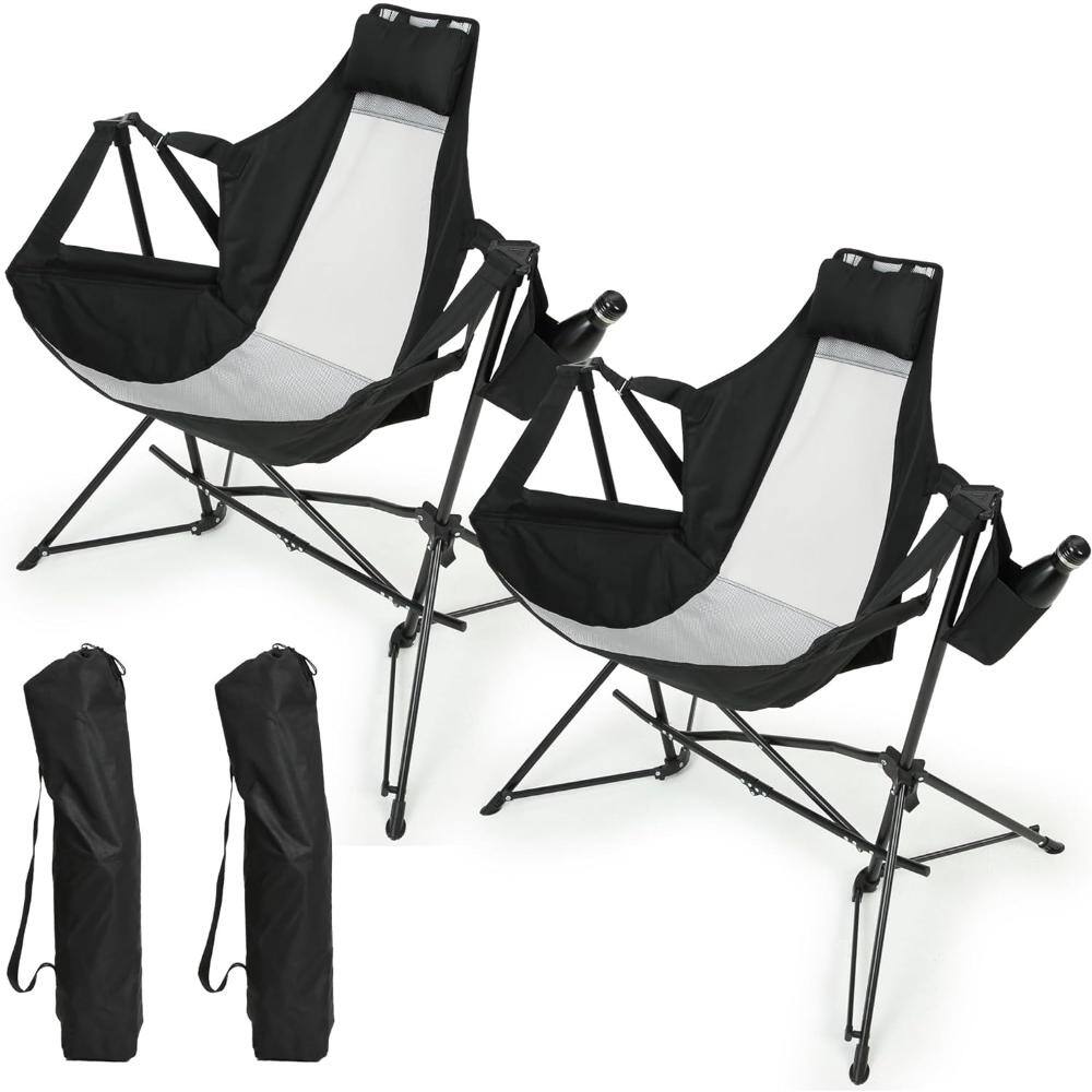 "42"" 2-Piece Black Folding Hammock Camping Chair with Cup Holders" price history on PriceWatchPro