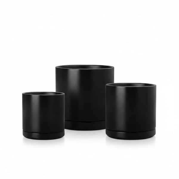 Set of 3 White Ceramic Plant Pots 4.25+5.25+6.25