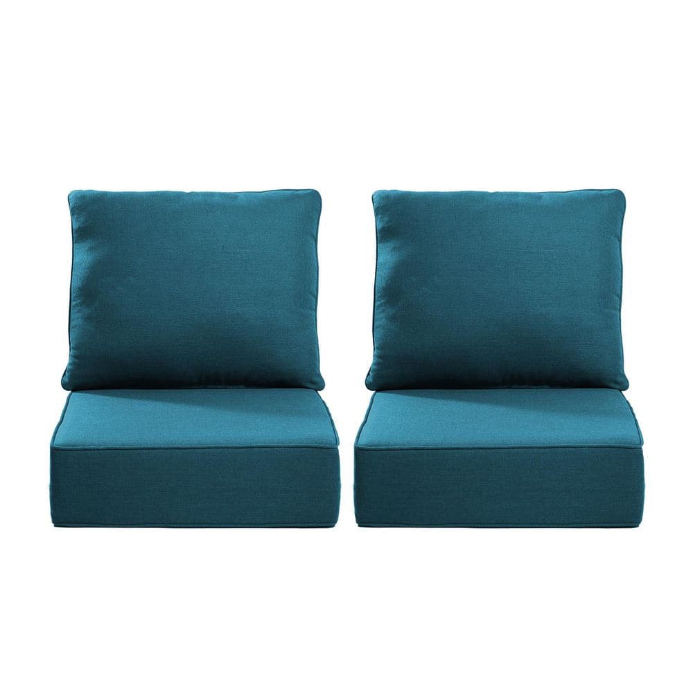24 in. x 24 in. x 6 in. 4-Piece Olefin Deep Thick Seating Outdoor Lounge Chair Sofa Replacement Cushion in Peacock Blue price history on PriceWatchPro