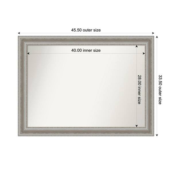 Amanti Art Parlor Silver 45.5 in. x 33.5 in. Custom Non-Beveled Recycled Polystyrene Framed Bathroom Vanity Wall Mirror