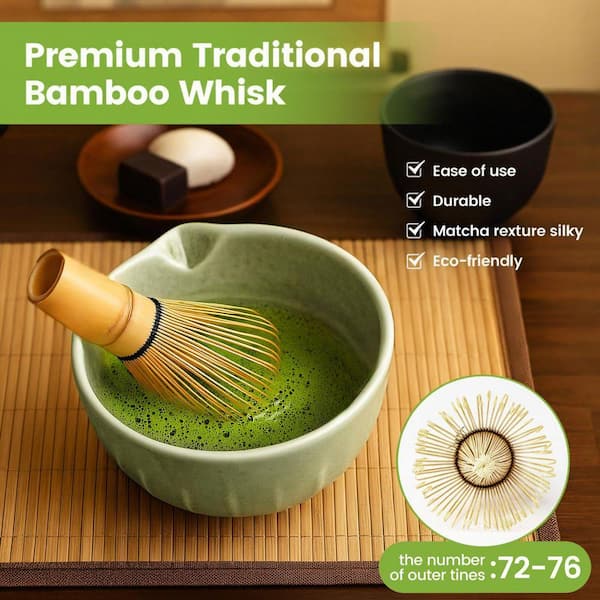 JFVKAF Japanese Matcha Tea Set 5Piece with Ceramic Bowl Spout