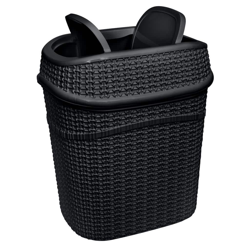 Matte Black Plastic Sailor Knot Swing Top Trash Bin