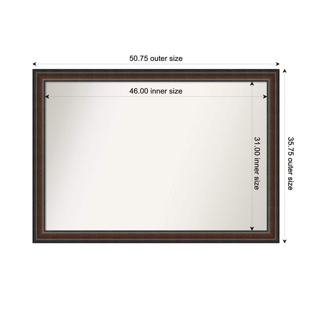 Cyprus Walnut 50.75 in. x 35.75 in. Custom Non-Beveled Wood Framed Bathroom Vantiy Wall Mirror price history on PriceWatchPro